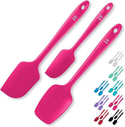 DI ORO Silicone Spatula Set - Rubber Kitchen Spatulas for Baking, Cooking, & Mixing - 600°F Heat-Resistant & BPA Free Silicone Scraper Spatulas for Nonstick Cookware - Dishwasher Safe (3pc, Magenta) by DIORO