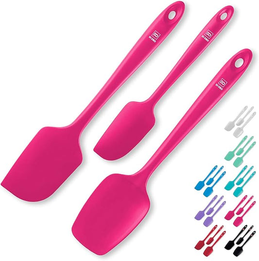 DI ORO Silicone Spatula Set - Rubber Kitchen Spatulas for Baking, Cooking, & Mixing - 600°F Heat-Resistant & BPA Free Silicone Scraper Spatulas for Nonstick Cookware - Dishwasher Safe (3pc, Magenta) by DIORO