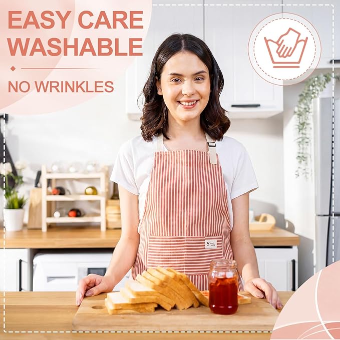 Janmercy 24 Pcs Aprons for Women Men with 2 Pockets Linen Cooking Kitchen Apron Adjustable Bib Chef Apron Bulk Aprons Unisex