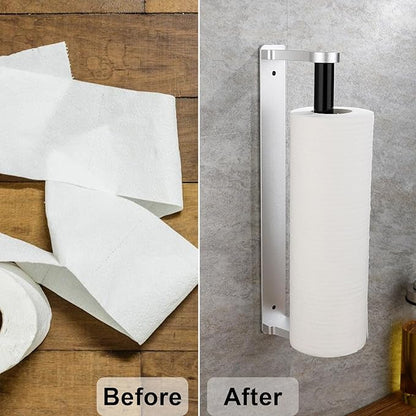 MONEER Paper Towel Holder Under Cabinet, Paper Towel Holder, Aluminum Alloy Kitchen Towel Holders, Self Adhesive Kitchen Roll Holder for Kitchen, Bathroom, Living Room (Silver) - Image 3
