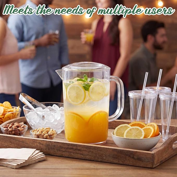 Tessco for you 12 Pcs Plastic Pitchers 60 Ounce Clear Restaurant Jug Large Water Pitcher Carafe Serve Milk Tea Juice Drink for Parties Container Dispenser Beer Jar (Fashion) - Image 4