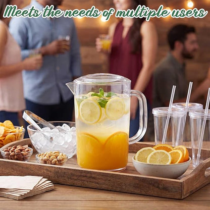 Tessco for you 12 Pcs Plastic Pitchers 60 Ounce Clear Restaurant Jug Large Water Pitcher Carafe Serve Milk Tea Juice Drink for Parties Container Dispenser Beer Jar (Fashion) - Image 4