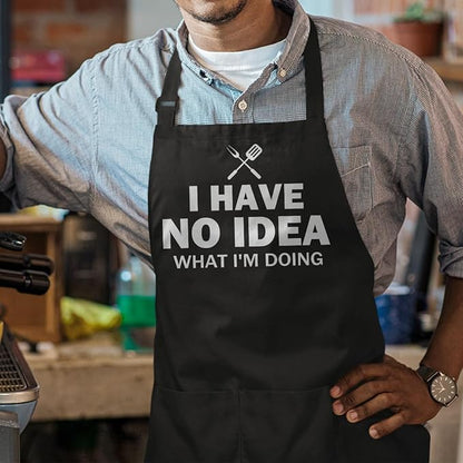 SANDJEST Funny Mens Aprons with Pockets for BBQ Grilling Cooking Grandpa Husband Apron for Birthday Christmas Father's Day