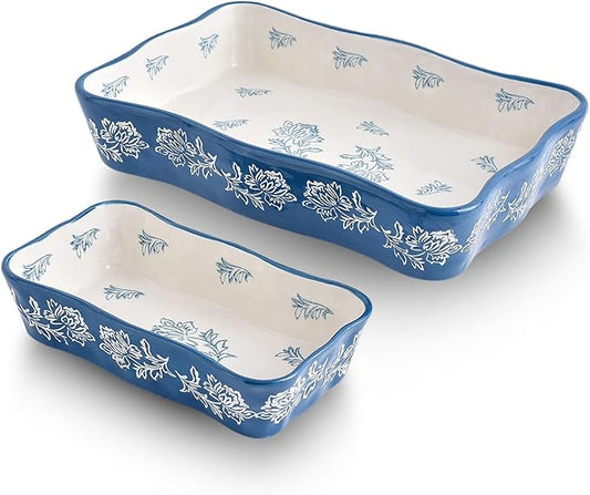 Wisenvoy Casserole dishes for oven Lasagna pan 2-Pcs Baking dish Casserole dish Baking dishes for oven Baking dish set by wisenvoy