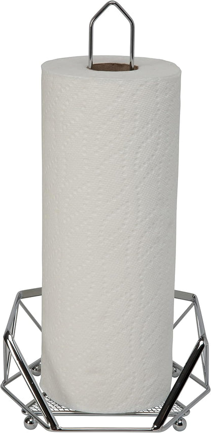 Kitchen Details Geode Paper Towel Holder | Countertop | Free Standing | Holds 1 Large Roll | Rust Resistant | Decorative | Chrome