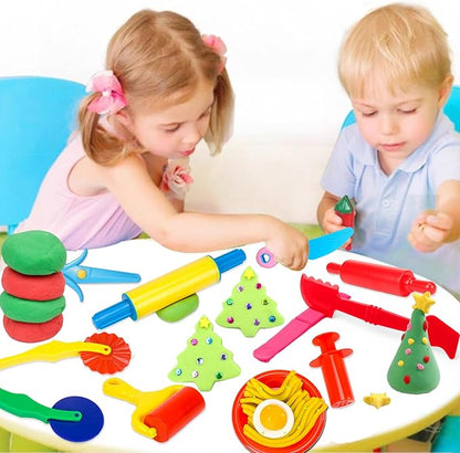Dough Tool Kit,9 Pcs Basic Clay and Dough Tools Starter Set for Kids Includes Cutters Roller, Rolling Pins, Safety Scissors,Dough Extruder,Plastic Knife - Image 5