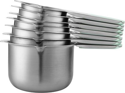 Spring Chef Magnetic Stainless Steel Measuring Cups, Patented, Kitchen Tools with Easy to Read Markings for Measuring Dry or Liquid Ingredients, Set of 7, Mint - Image 8
