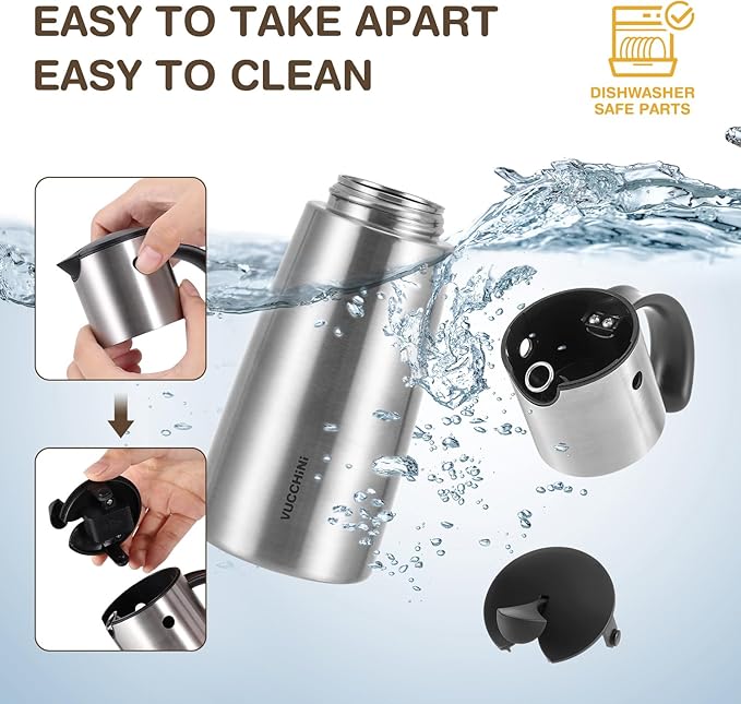 Vucchini Oil Dispenser Bottle Stainless Steel-Auto Flip Kitchen Oil and Vinegar Dispenser Set With Automatic Cap and Stopper - 12.8 oz Non-drip Spout Cruet Bottle - Image 4
