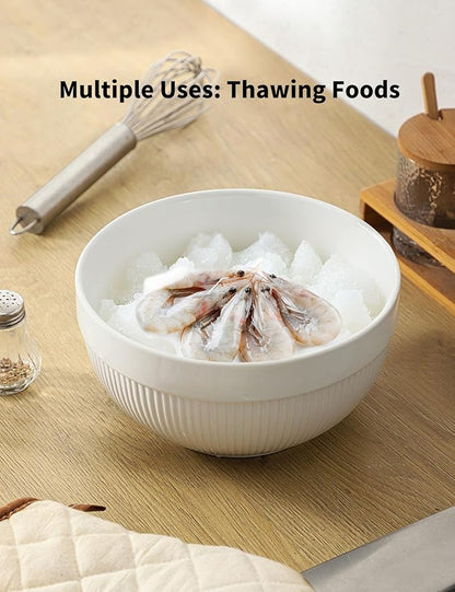 Large Ceramic Mixing Bowls, White Kitchen Bowls (1QT/2.3QT/4.6QT), Set of 3 Nesting Bowls for Baking, Cooking, Serving, Prepping, Dough Bread Making Bowl, Microwave and Dishwasher Safe - Image 7