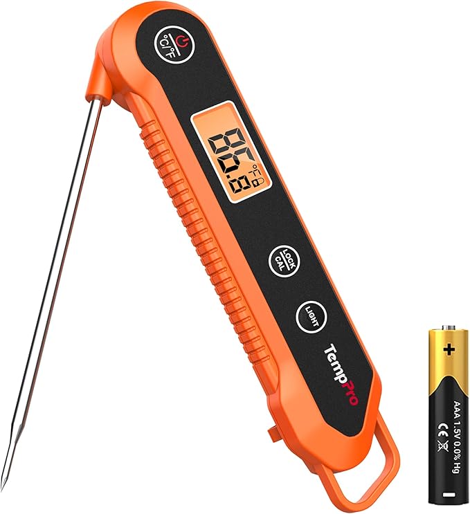TempPro Digital Instant Read Meat Thermometer for Grilling Waterproof Kitchen Food Thermometer with Calibration Backlight Baking Bread Candy Thermometer Cooking Tools Utensils (Previously ThermoPro) by TempPro