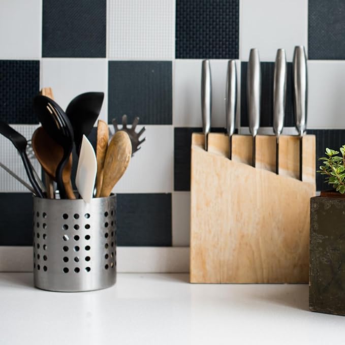 TOPZEA Set of 4 Kitchen Utensil Holder, Stainless Steel Cooking Utensil Organizer Flatware Silverware Holder Drying Rack Cylinder Kitchen Countertop Caddy for Chopstick, Spoon, Fork, Cultery, Straw - Image 8