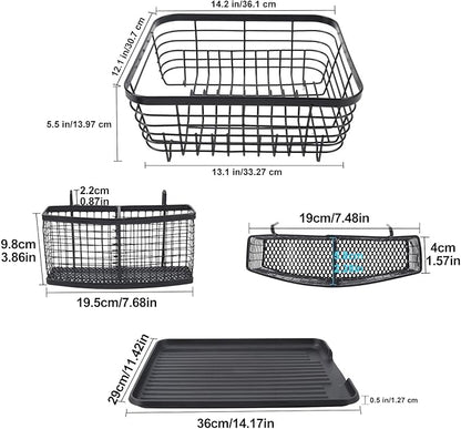 TQVAI Kitchen Dish Drainer Rack with Drying Board and Full-Mesh Silverware Utensils Holder, Black - Image 3