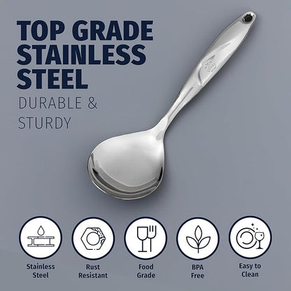 Zulay Kitchen Stainless Steel Serving Spoon - 11.5” Large Cooking & Serving Spoon with Ergonomic Handle - Durable, Rust-Resistant & Dishwasher Safe Kitchen Utensil for Cooking and Buffets - Image 5