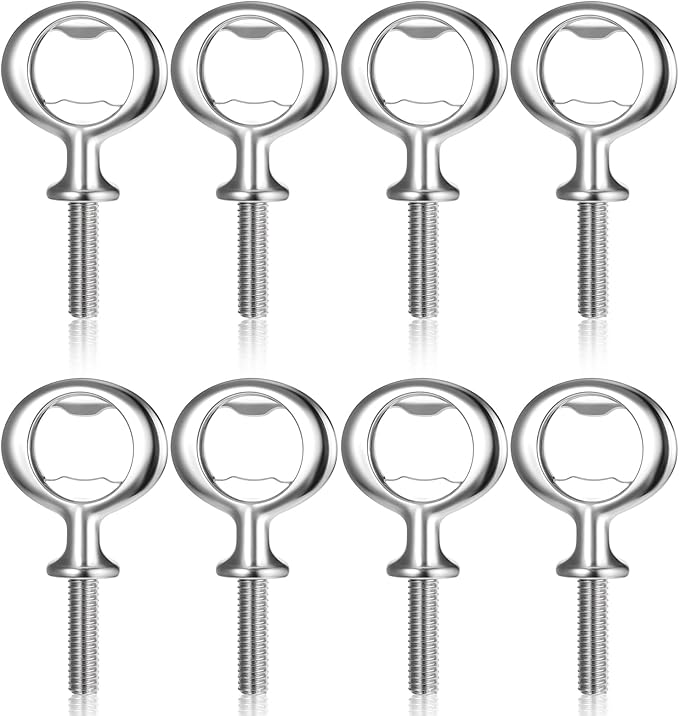 Metal Bottle Opener Kit 8 Pcs Stainless Blank Bottle Openers Inserts Hardware for Wedding Wine Party DIY Project Craft Flat Wood Turning (Silver, 8 Pieces)