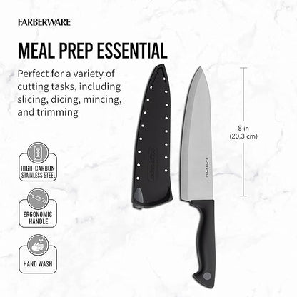 Farberware Edgekeeper 8-Inch Chef Knife with Self-Sharpening Blade Cover, High Carbon-Stainless Steel Kitchen Knife with Ergonomic Handle, Razor-Sharp Knife, Black - Image 3