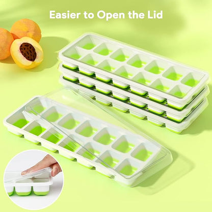Ice Cube Trays 4 Pack, Airabc Silicone Ice Cube Trays with Removable Lid, Easy-Release Flexible 14-cube Ice Trays, LFGB Certified and BPA Free, Stackable Ice Trays with Covers for Cocktail, Freezer - Image 6