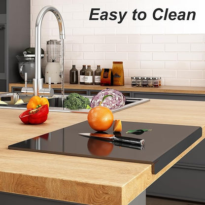 JJL Black Acrylic Cutting Board with Counter Lip, 24 x 18 Inches, Food-Grade, Anti-Slip, Perfect for Cutting Bread, Meat, and Veggies, Ideal Choice for Kitchen Countertop Décor