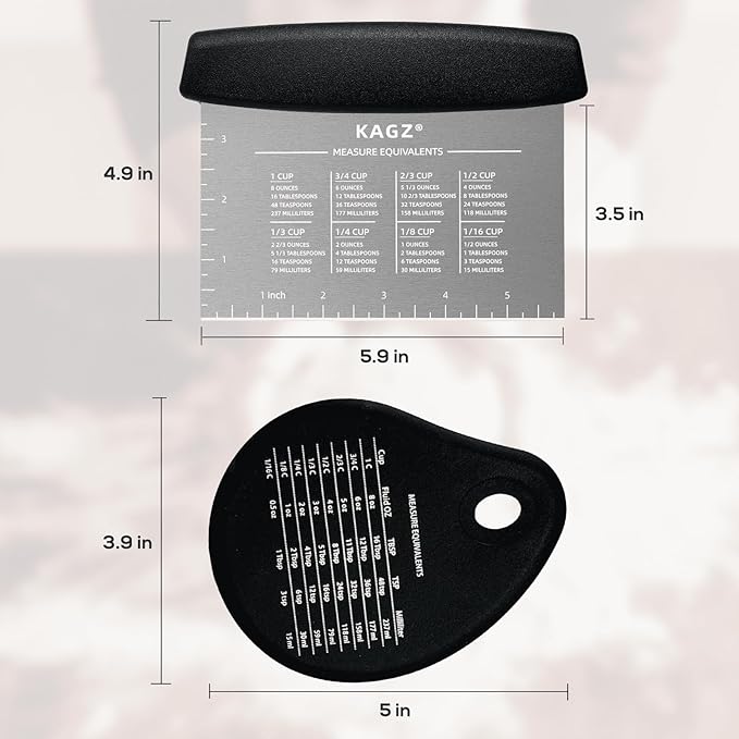Bench Scraper & Chopper - Multifunctional Dough Scraper with Silicone Bowl Scraper, Sturdy Stainless Steel Dough Cutter for Baking, Pastry Cutter for Bread Pizza Cake with Measuring Scale - Image 4