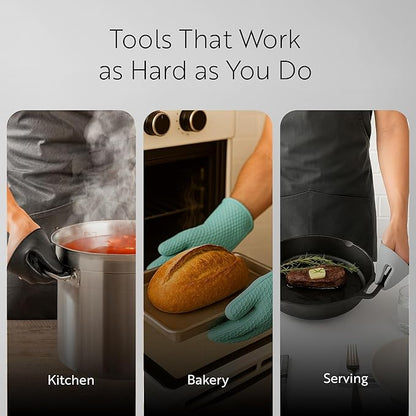 Restaurantware Comfy Grip 4.3 x 3.5 x 4.2 Inch Mini Oven Mitt Pot Holders 1 Food-Grade Finger Mitt Set - 2-Piece Set Oven-Ready Up To 446F Gray Silicone Pinch Mitts Ribbed Texture Dishwashable