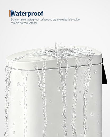 Garvee 13 gal / 50 L Metal Kitchen Trash Can with Lid, Slim Rustproof Garbage Can, Large Step-on Trash Bin with Inner Bucket, Rear Handle, Soft Close Lid, White - Image 5