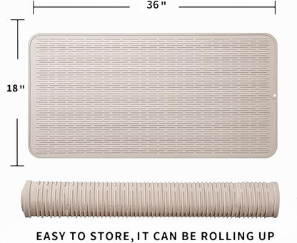 MicoYang Silicone Dish Drying Mat for Multiple Usage,Easy clean,Eco-friendly,Heat-resistant Silicone Mat for Kitchen Counter or Sink,Refrigerator or Drawer Liner Tapioca 5XL 36inches x 18inches - Image 2