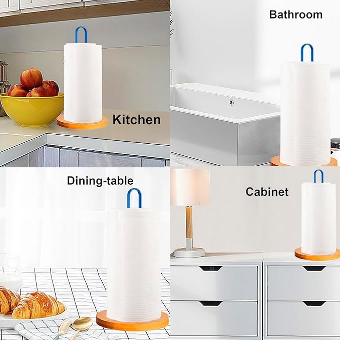 TONLEA Wooden Paper Towel Holder Countertop, Kitchen-Towel-Holder FreeStanding with Non-Slip Base for Bathroom - Image 6