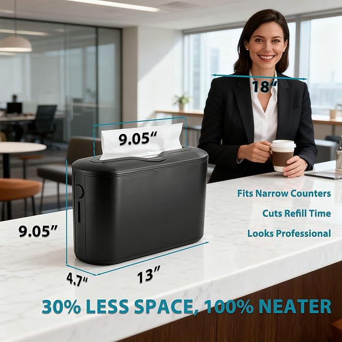 Multifold Paper Towel Dispenser Countertop - Compact Folded Paper Towel Holder for Kitchen/Bathroom, Black Space-Saving Design, Compatible with Marathon Folded Paper Towel - Image 5