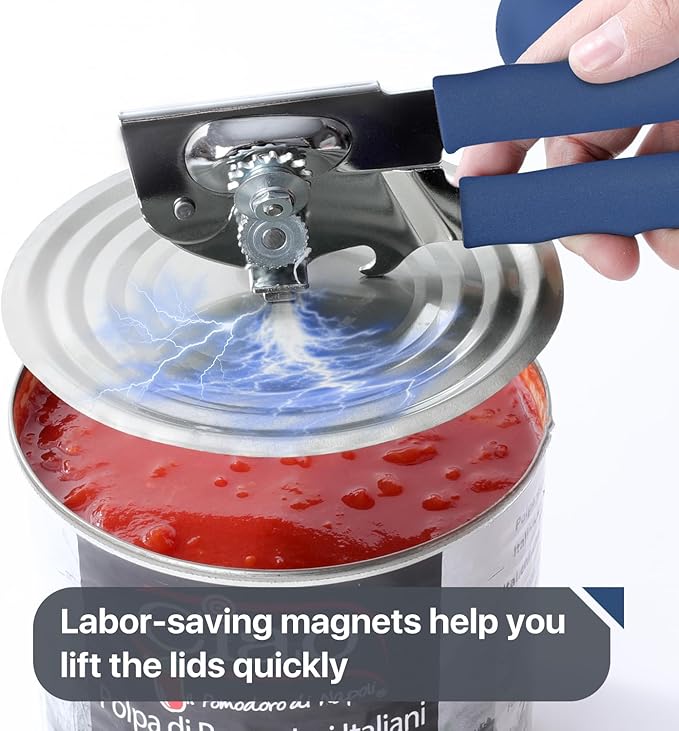 Commercial Can Opener, UHIYEE Hand Crank Can Opener Manual Heavy Duty with Comfortable Extra-long Handles, Oversized Knob, Large Handheld Can Open Easy for Big Cans, Blue - Image 4