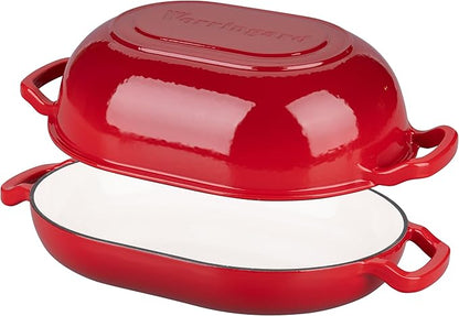 VORRINGARD Enameled Cast Iron Sourdough Bread Oven, Dutch Oven, Loaf Cast Iron Bread Pan for Homemade Bread Baking, Meatloaf Pan with Lid, 7QT, Red - Image 6
