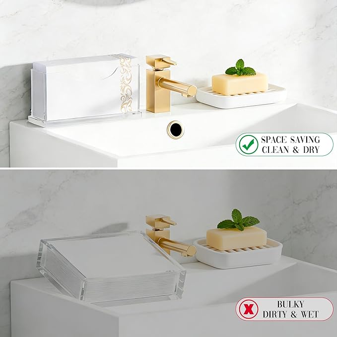 Guest Towel Napkin Holder Bathroom - Clear Waterproof Vertical Disposable Paper Napkins Hand Towel Holder Tray for Kitchen Dining Table Home Hotel Office Decorative