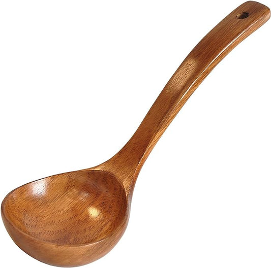 FJNATINH Wooden Ladle with Long Handle, Handmade Soup Ladle for Cooking Kitchen Cookware by HOMEKITCHENTOOL