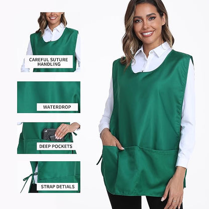 Xeoxarel Unisex Cobbler Apron with 3 Pockets, Smock Vest Apron, Suitable for Cooking，Kitchen，Garden，Hairstylist，Cleaning，Art