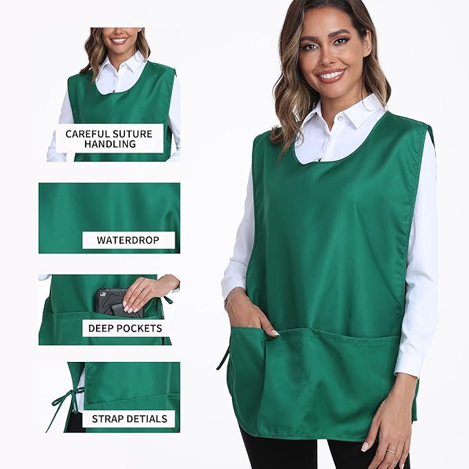Xeoxarel Unisex Cobbler Apron with 3 Pockets, Smock Vest Apron, Suitable for Cooking，Kitchen，Garden，Hairstylist，Cleaning，Art