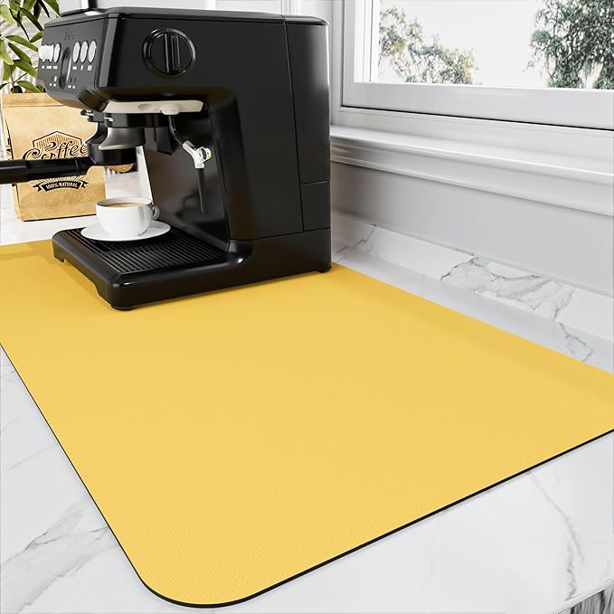 HotLive Coffee Mat - Absorbent Hide Stain Rubber Backed Dish Drying Mat for Kitchen Counter - Bar Mats for Countertops Accessories Fit Under Coffee Maker Espresso Machine by HotLive