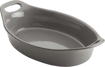 Rachael Ray Ceramics Oval Baker, 1.5-Quart, Gray
