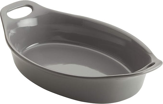 Rachael Ray Ceramics Oval Baker, 1.5-Quart, Gray