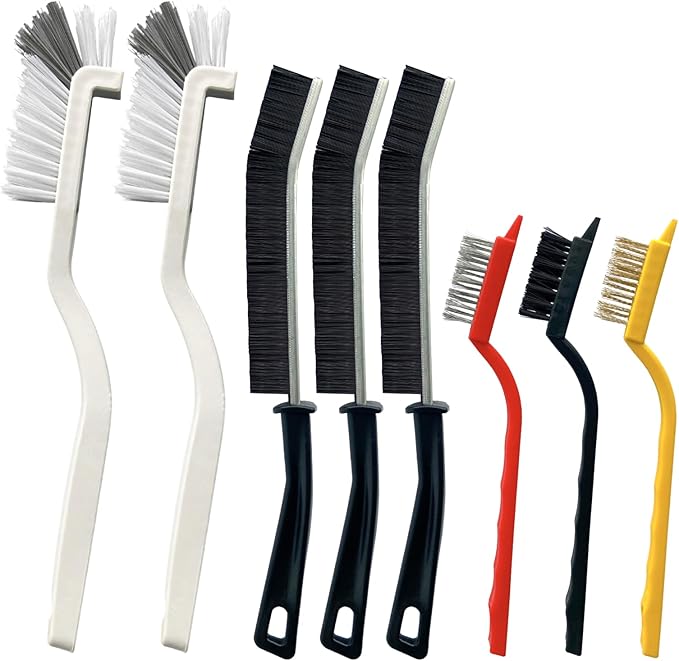 Crevice Cleaning Brush Set, Hard Bristle Small Scrub Brushes, Deep Cleaning Supplies for Kitchen, Bathroom, Grout, Bottle, Corners & Tight Spaces, 8Pcs by KINGORIGIN