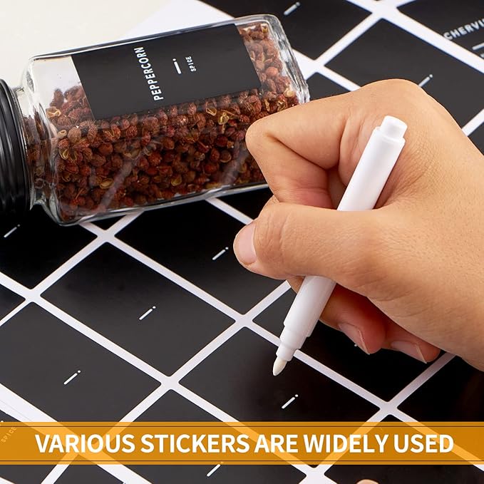 Skiileor 25 Pcs Spice Jars with Label- Glass Spice Jars with Black Metal Caps,Shaker Lids, Funnel, Chalk Pen, 4oz Seasoning Containers Bottles for Spice Rack, Cabinet, Drawer - Image 3