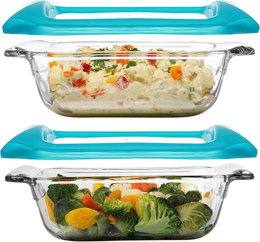 Libbey Baker’s Premium 2 Piece Glass Baking Dish Set, Stackable Casserole Dish with Lid Set, Baking Glassware for Casseroles, Lasagna, Brownies by Libbey