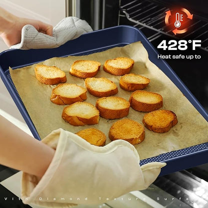 Baking Pans Set 8-Piece Bakeware Sets, Baking Sets for Cooking Nonstick Oven Pan Set, Baking Sheet Set, Cookie Sheets for Baking, Muffin Pan, Ceramic Coated Blue - Image 6