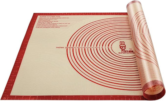 Non-slip Silicone Pastry Mat Extra Large with Measurements 36''By 24'' for Baking Mat, Counter/Dough Rolling/Oven Liner/Fondant/Pie Crust（Red） by FolksySuperKitchen