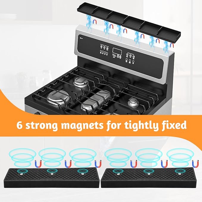 Foeacry 30 Inch Silicone Stove Oven Top Shelf Magnetic for Kitchen Gadgets, Soft Flexible Strong Magnetic Heat Resistant Spice Rack Kitchen Organizer - Image 3