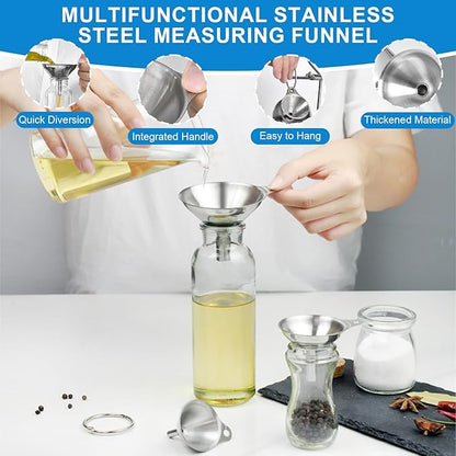 Measuring Cups and Spoons Set 21 Piece, 11 Stainless Steel Nesting Measuring Spoons and Cups with 3 Plastic Measuring Cup, 3 Funnel, 3 Brush, 1 Ruler, Measuring Cup Set for Kitchen Baking Liquid Dry