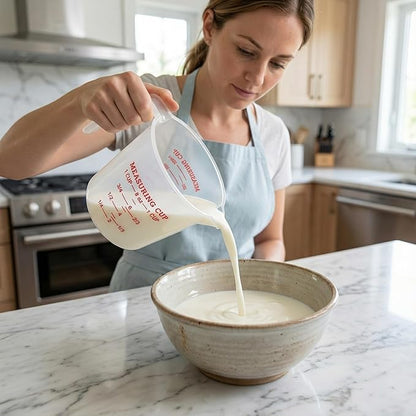 16 Pcs 1 Cup Capacity Plastic Measuring Cup, 8 Oz/250 ml Clear Graduated Measuring Cups Plastic Mug with Spout and Handles Ounce and Ml Cup Marking for Recipe Ingredient, Flour, Water, Liquid