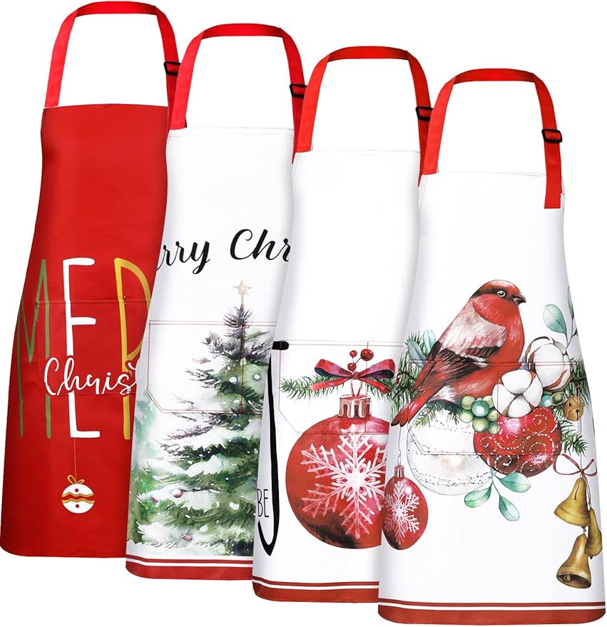 Geetery 4 Pcs Chicken Aprons for Women Rooster Print Apron Waterproof Adjustable for Kitchen Cooking by Geetery
