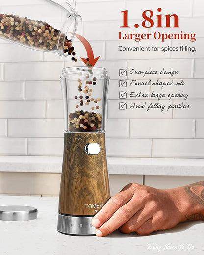 Electric Salt and Pepper Grinder Set with Storage Base, Stainless Steel Rechargeable Salt and Pepper Grinder Set with 4.5 oz Large Capacity, 1.8" Wide Mouth, Adjustable Coarseness, Ideal for Kitchen - Image 5