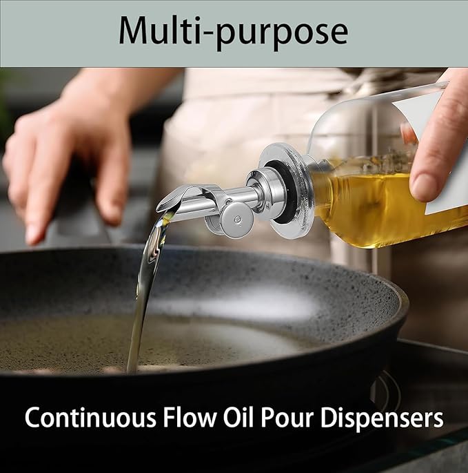 Pafusen 6 Pack Auto Flip Olive Oil Dispenser, Liquor Pour Spout, Oil Dispenser for Kitchen, Easily Turn Your Bottles into Dispensers for Liquor, Coffee Syrup or Oils, Weighted Pourer, Rose Gold