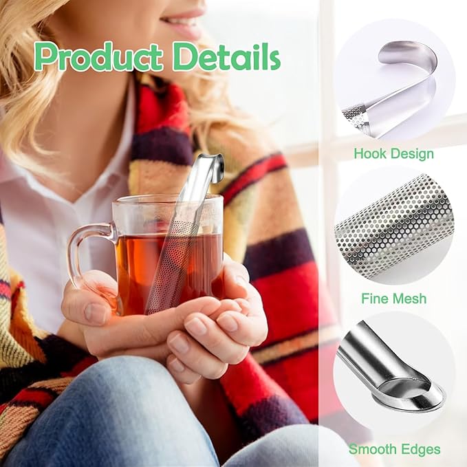 2 Pack Tea Infusers, Extra Fine Mesh Tea Strainer for Loose Tea, Stainless Steel Long Handle Tea Steeper Diffuser for Leaf Tea, Coffee, Spices, Seasonings - Image 2