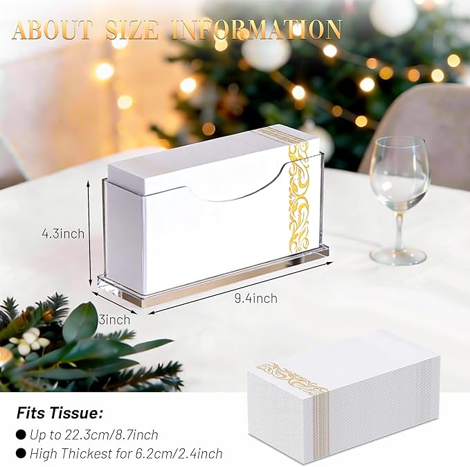 Guest Towel Napkin Holder Bathroom - Clear Waterproof Vertical Disposable Paper Napkins Hand Towel Holder Tray for Kitchen Dining Table Home Hotel Office Decorative