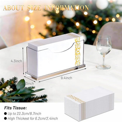 Guest Towel Napkin Holder Bathroom - Clear Waterproof Vertical Disposable Paper Napkins Hand Towel Holder Tray for Kitchen Dining Table Home Hotel Office Decorative